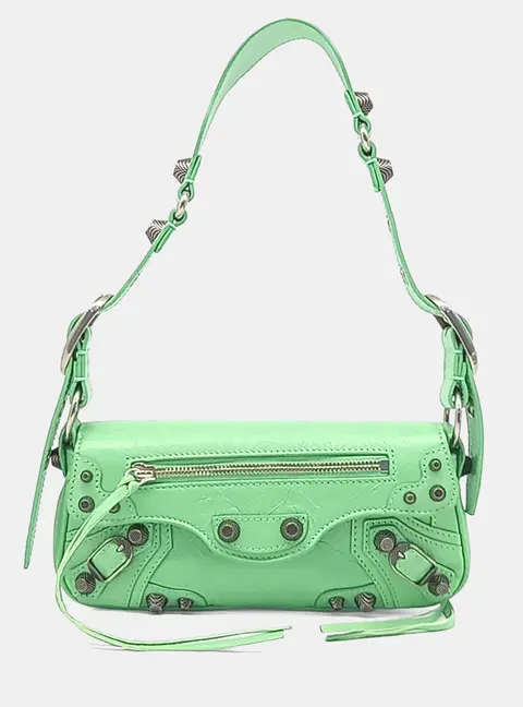 Balenciaga Green Leather Le Cagliostro Slingback XS