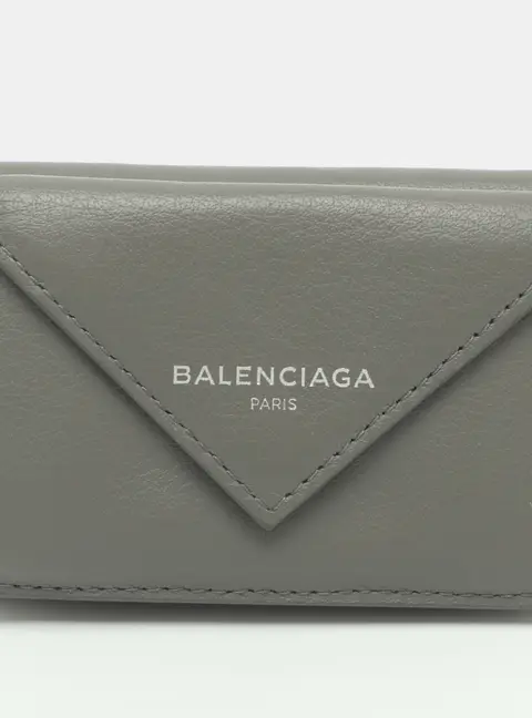 Balenciaga Papier Grey Leather Compact Wallet