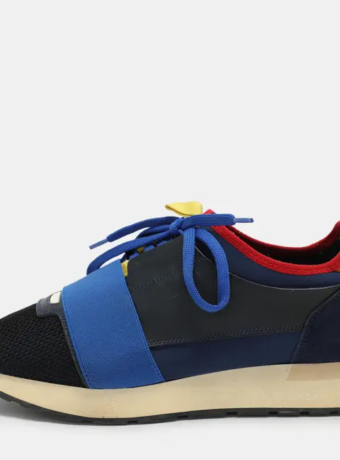 Balenciaga Race Runner Size 40 Multicolor Leather, Mesh and Suede Low Top Sneakers