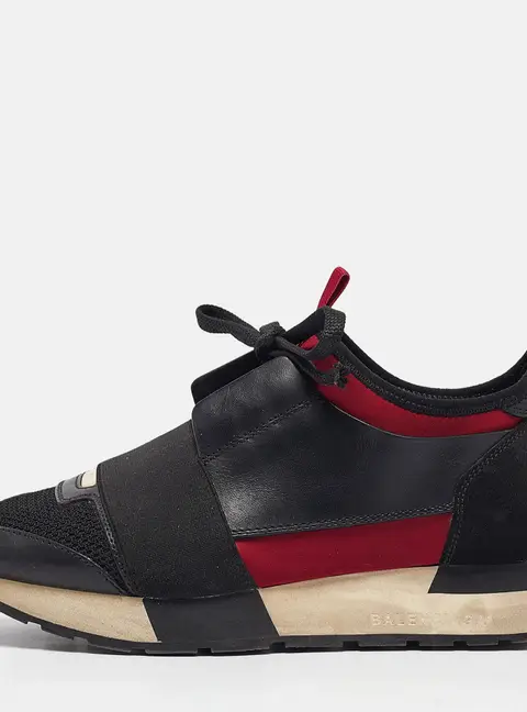 Balenciaga Race Runner Size 36 Black Fabric and Leather Lace Up Sneakers