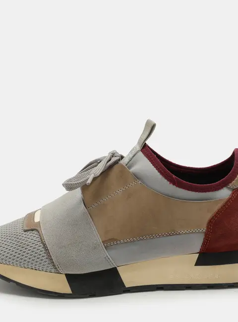 Balenciaga Multicolor Leather and Mesh Race Runner Low Top Sneakers Size 38
