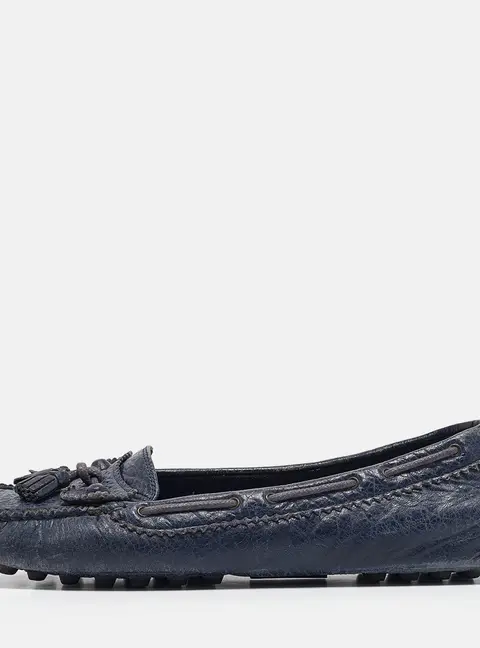 Balenciaga Navy Blue Leather Arena Loafers Size 39