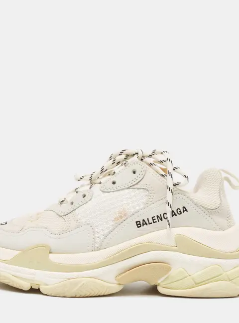 Balenciaga Grey Nubuck and Mesh Triple S Sneakers Size 37