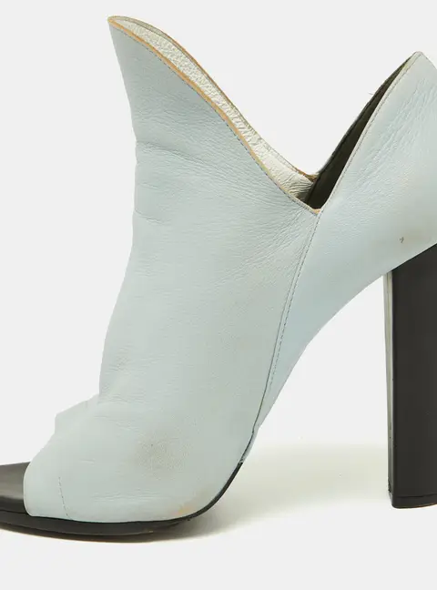 Balenciaga Blue/White Leather Open Toe Pumps Size 41.5