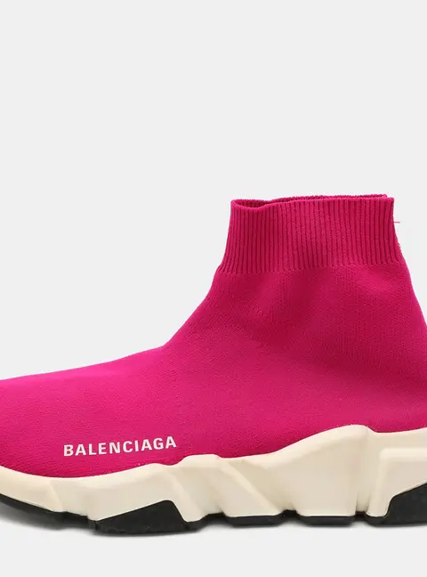 Balenciaga Pink Knit Fabric Speed Trainer Sneakers Size 36