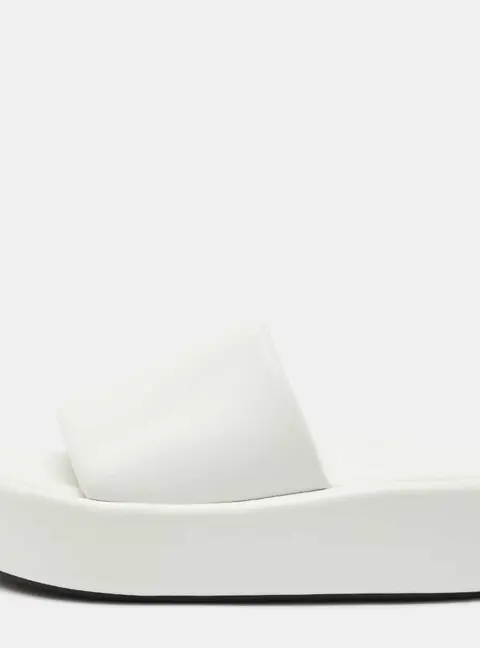 Balenciaga White Leather Rise Platform Slide Sandals Size 38