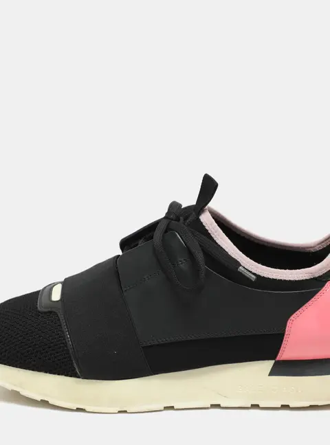Balenciaga Race Runner Size 40 Black Leather, Mesh and Patent Leather Low Top Sneakers