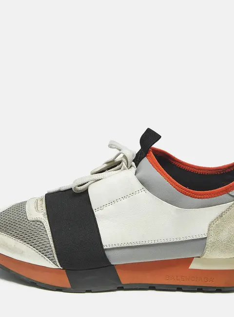 Balenciaga Muulticolor Leather and Knit Fabric Race Runner Low Top Sneakers Size 38