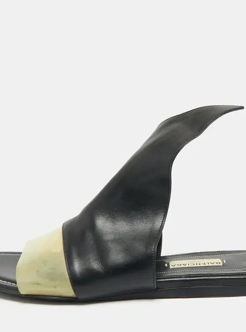 Balenciaga Brown/Transparent PVC and  Leather Slide Sandals Size 38