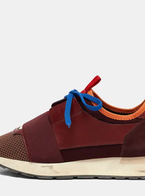 Balenciaga Multicolor Leather and Mesh Race Runner Low Top Sneakers Size 38