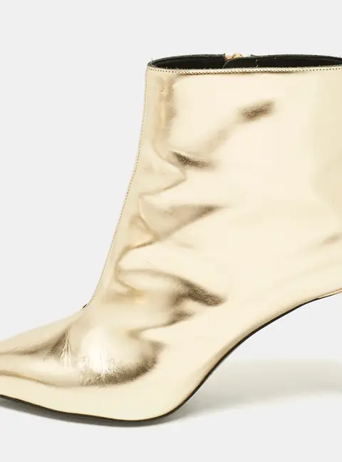 Balenciaga Gold Leather Pointed Toe Ankle Length Boots Size 38