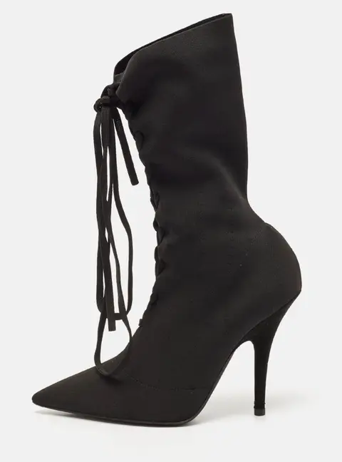 Yeezy Black Knit Fabric Knife Ankle Socks Boots Size 38