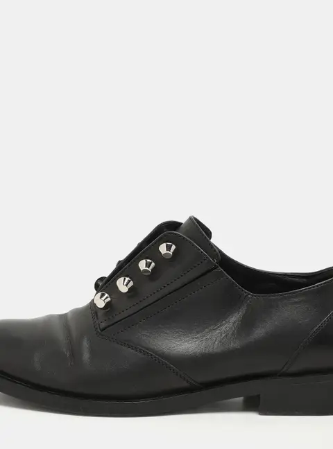 Balenciaga Black Leather Embellished Oxfords Size 37.5
