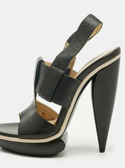 Balenciaga Black Leather Platform Sandals Size 36.5