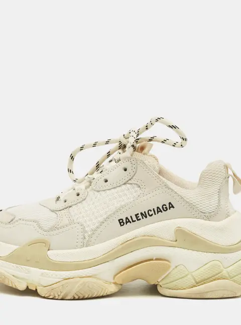 Balenciaga Triple S Size 35 White Leather and Mesh Low Top Sneakers