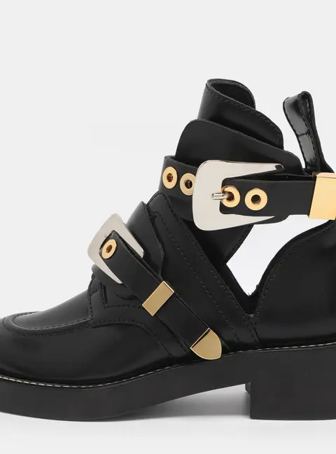 Balenciaga Black Leather Ceinture Ankle Boots Size 35