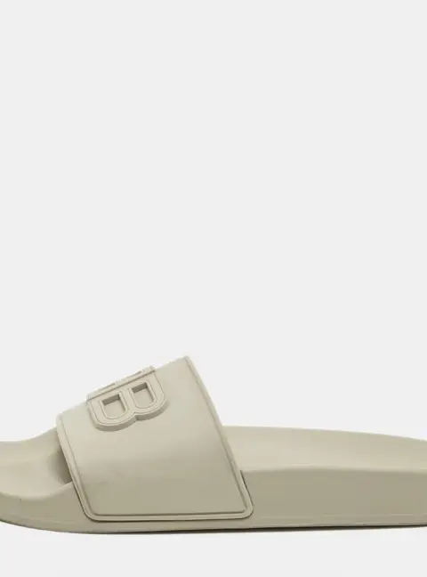 Balenciaga BB Logo Size 37 Grey Rubber Pool Slide