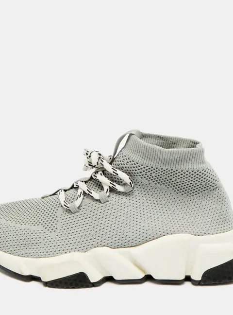 Balenciaga Speed Trainer Size 38 Grey Knit Fabric High Top Sneakers
