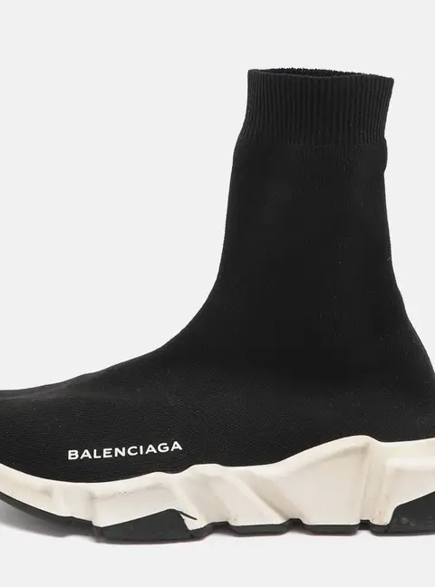 Balenciaga Speed Size 36 Black Knit Fabric High Top Sneakers