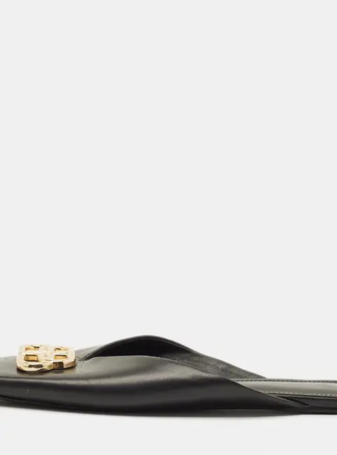 Balenciaga Cosy BB Size 38 Black Leather Flat Mules
