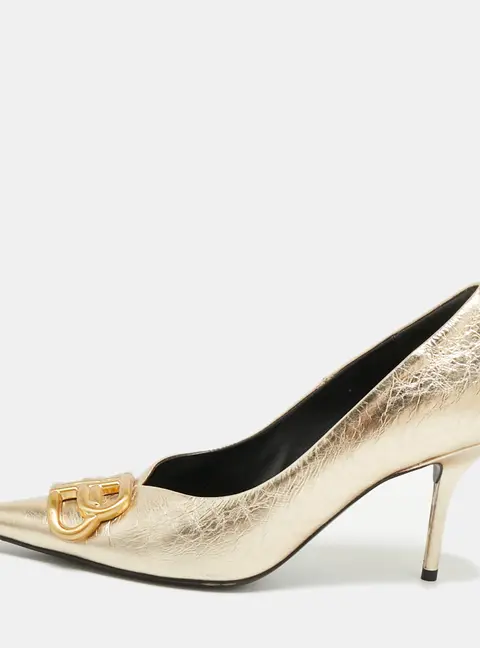 Balenciaga Square Knife Size 36 Gold Leather Pumps