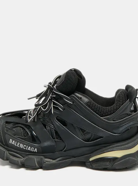 Balenciaga Track Size 38 Black Faux Leather and Mesh Low Top Sneakers