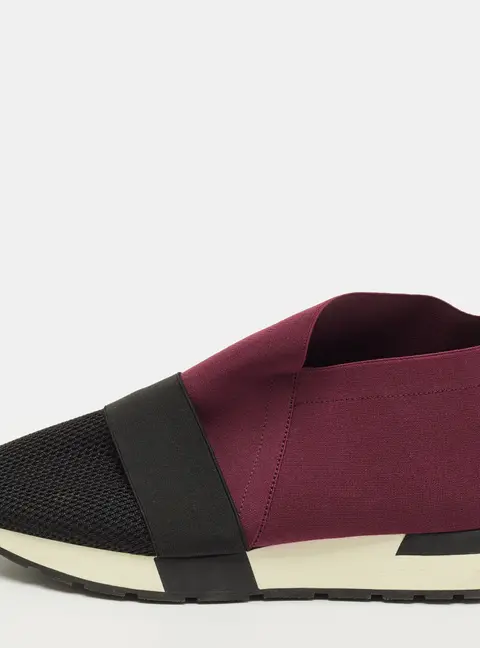 Balenciaga Race Runner Size 41 Black/Burgundy Mesh and Suede High Top Sneakers