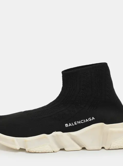 Balenciaga Speed Size 38 Black Knit Fabric High Top Sneakers