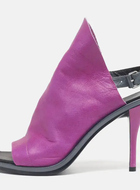Balenciaga Glove Size 37.5 Purple Leather Slingback Sandals