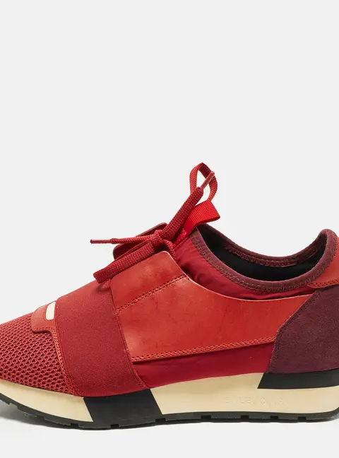 Balenciaga Race Runner Size 39 Red  Mesh and Suede Lace Up Sneakers