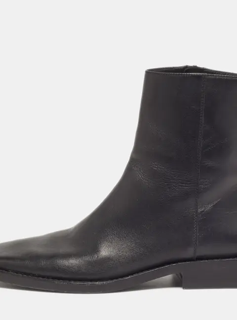 Balenciaga BB Logo Size 37 Black Leather Chelsea Ankle Boots
