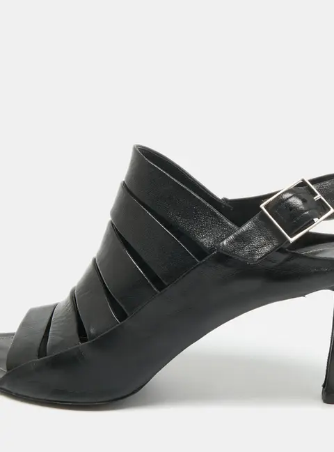 Balenciaga Black Leather Slingback Sandals Size 39