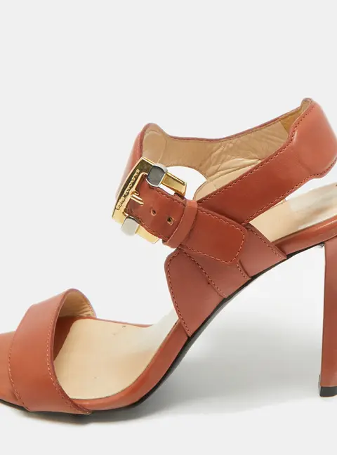 Balenciaga Brown Leather Ankle Strap Sandals Size 39