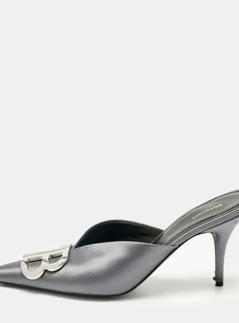 Balenciaga Grey Satin Knife Mules Size 38