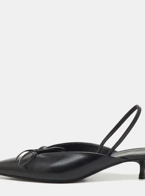 Balenciaga Black Leather Bow Knife Slingback Pumps Size 36