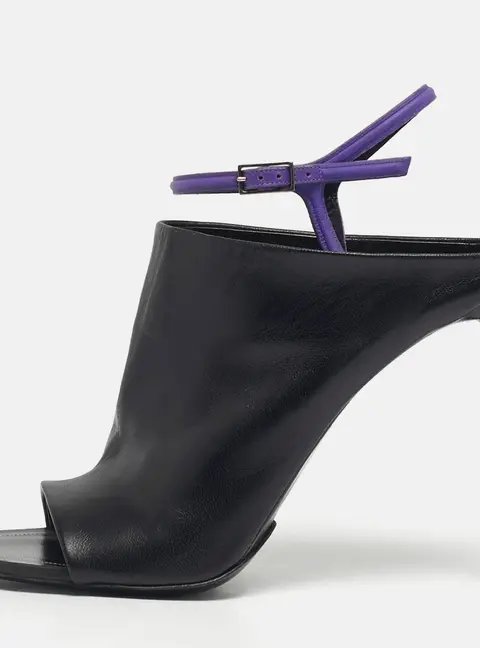 Balenciaga Glove Size 41 Black Leather Ankle Strap Sandals