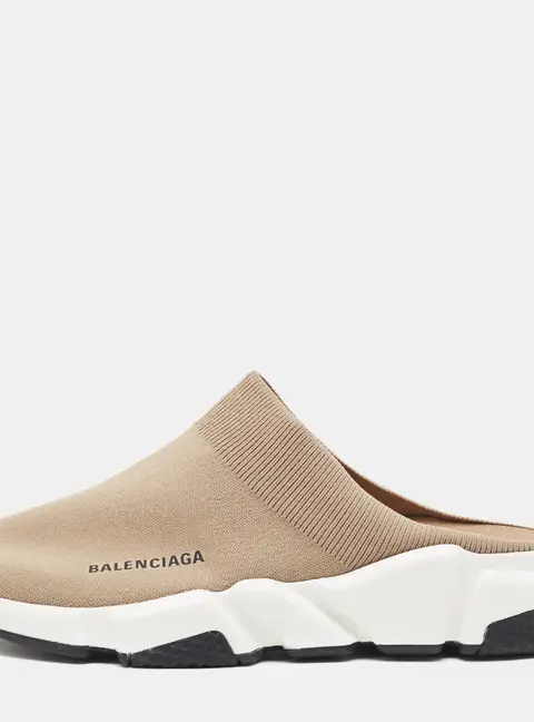 Balenciaga Speed Trainer Size 41 Beige Knit Fabric Mule Sneakers