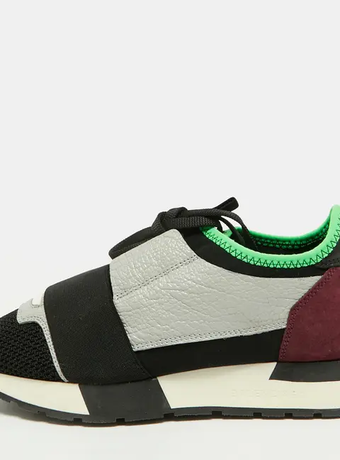 Balenciaga Race Runner Size 35 Multicolor Leather, Neoprene and Suede Low Top Sneakers