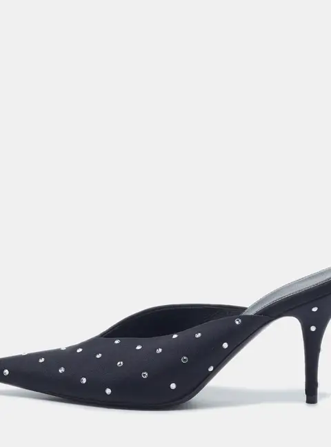 Balenciaga Knife Size 38 Black Fabric Crystal Embellished Mules