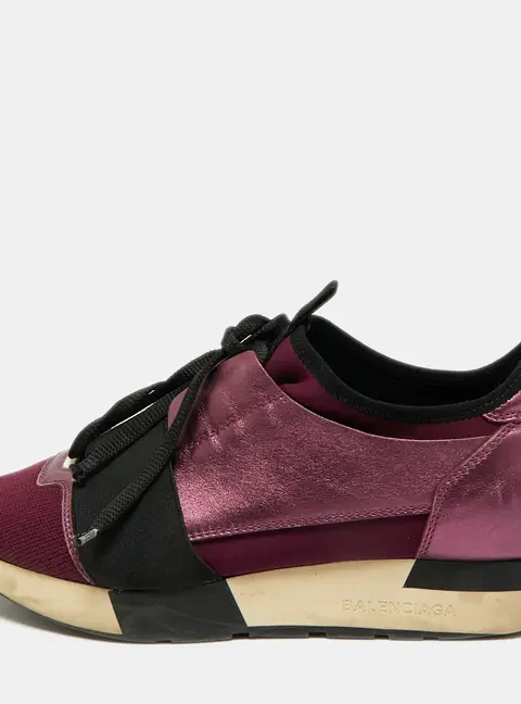 Balenciaga Race Runner Size 37 Purple/Black Fabric and Leather Low Top Sneakers