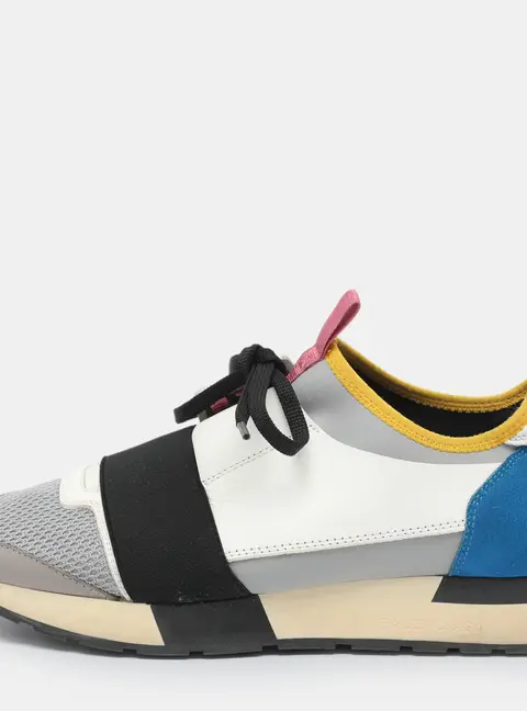 Balenciaga Race Runner Size 39 Multicolor Leather and Mesh Low Top Sneakers