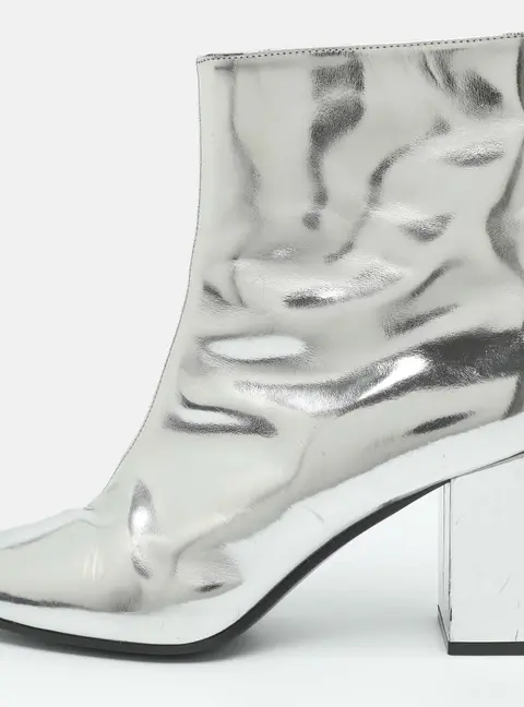 Balenciaga Size 41 Silver Leather Ankle Length Boots