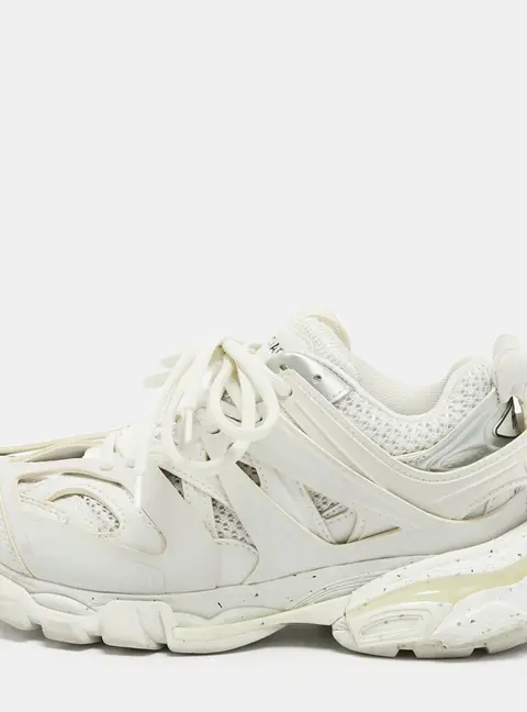 Balenciaga Track Size 36 White Faux Leather and Mesh Low Top Sneakers