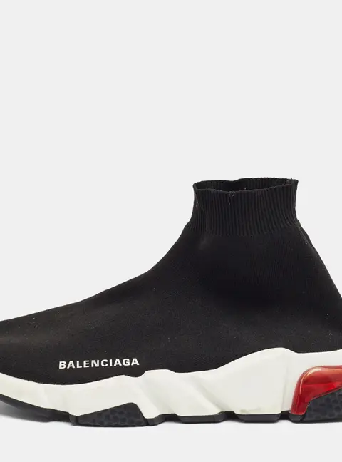 Balenciaga Speed Trainer Size 40 Black Knit Fabric High Top Sneakers