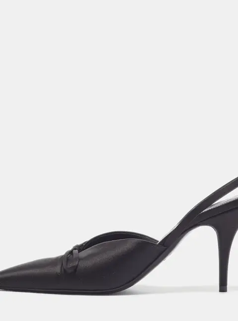 Balenciaga Knife Size 38.5 Black Satin Slingback Pumps