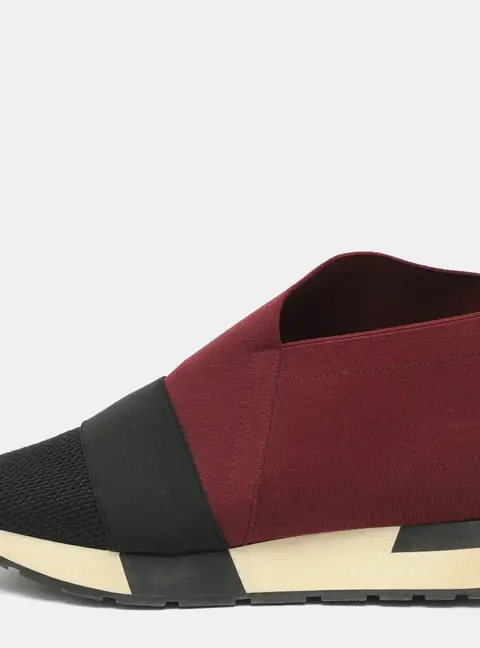 Balenciaga Race Runner Size 37 Black/Burgundy Mesh and Elastic Sneakers