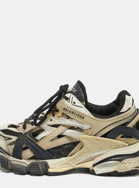 Balenciaga Track 2 Size 36 Two Tone Faux Leather and Mesh Low Top Sneakers