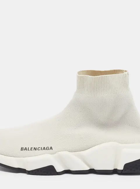 Balenciaga Speed Size 39 White Knit Fabric Slip On Sneakers