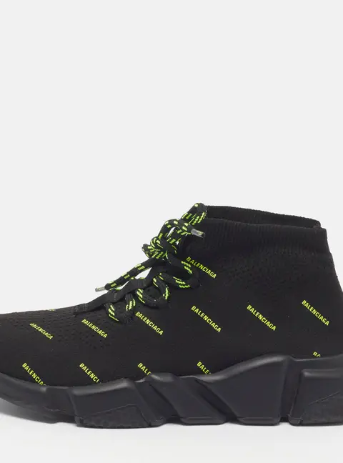 Balenciaga Speed Size 39 Black Knit Fabric Lace Up Sock Sneakers