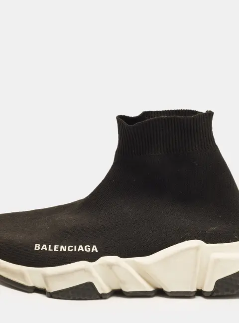 Balenciaga Speed Trainer Size 36 Black Knit Fabric High Top Sneakers